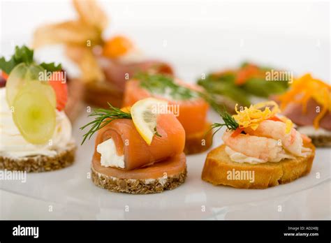 Canapes On Plate Stock Photo Alamy