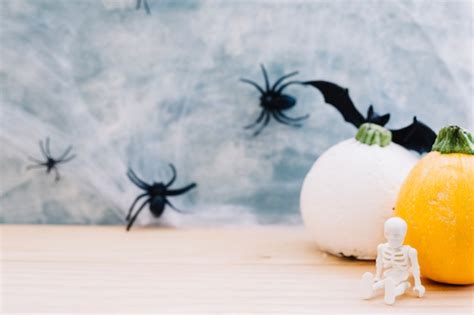 Free Photo Skeleton At Pumpkin