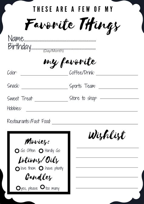 printable favorite  template