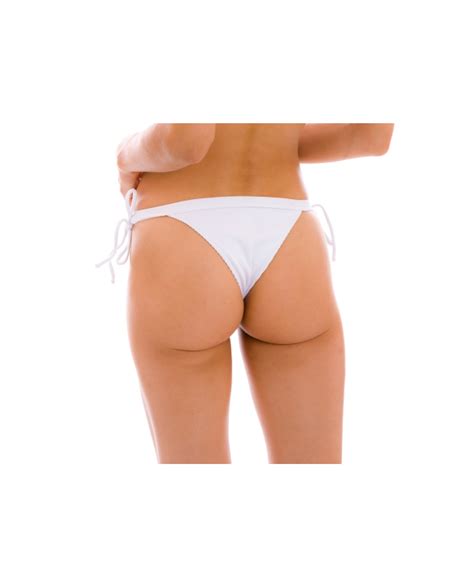 White Ribbed Double Side Tie Bikini Bottom Bottom Cotele Branco Rio