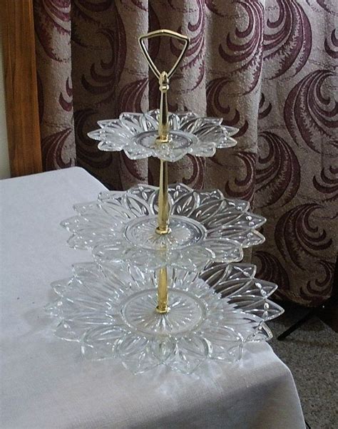 Vintage Federal Glass Petal Tier Tidbit Tray Etsy Clear Glass