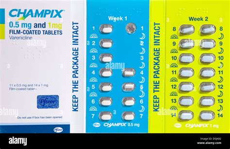 Champix Stop Smoking Pills Showing Container And Two Weeks Worth Of