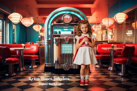 Retro Diner Jukebox Digital Backdrop Retro Theme Photography Background ...