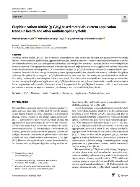 Pdf Graphitic Carbon Nitride G C3n4 Based Materials Current