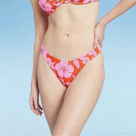 Wild Fable Swim New Wild Fable Womens Extra High Leg Thong Bikini Bottom Size Xl Tropical