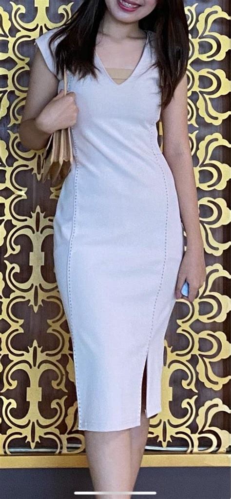 Bodycon Nude Pink Dress Women S Fashion Dresses Sets Dresses On Carousell