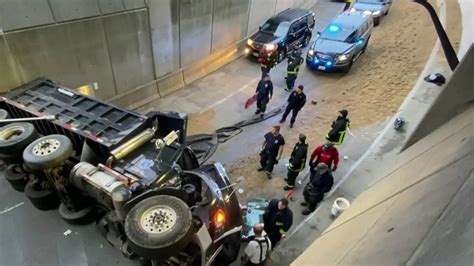 Dump Truck Rolls Over On Ramp To Mass Pike Nbc Boston