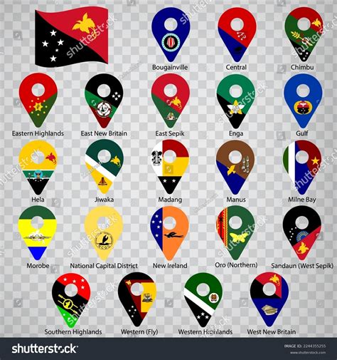Twenty Two Flags Provinces Papua New Stock Vector (Royalty Free