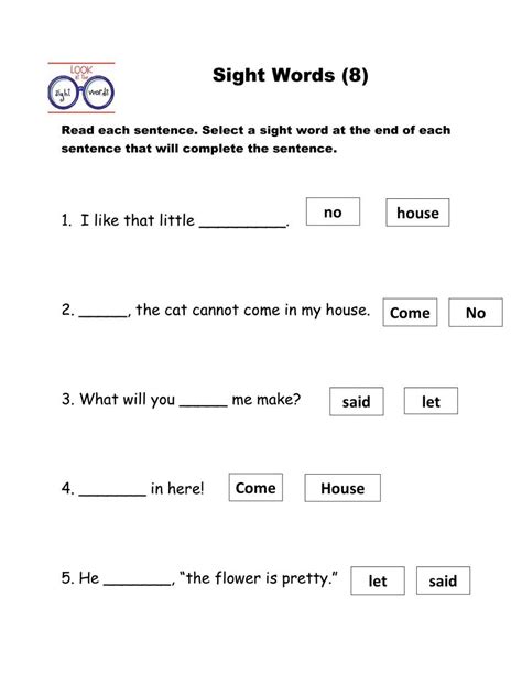 Sight Words 8 Nadia Louissaint Live Worksheets