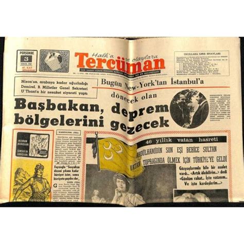 Gökçe Koleksiyon Tercüman Gazetesi 3 Nisan 1969 Fiyatı