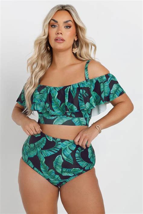Yours Plus Size Green Leaf Print High Waisted Bikini Briefs Yours Clothing