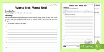 Waste Not Want Not Waste Activity Primary Resource