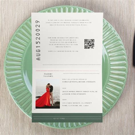 Sage Green Passport Travel Destination Wedding Invitation Zazzle