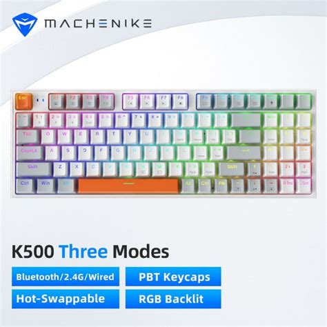 Machenike K Tri Mode Mechanical Keyboard Bluetooth G Wireless Wired Hot Swappable Rgb