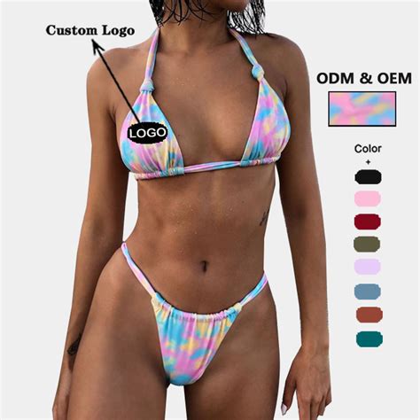 Swim Wear OEM ODM Tie Dye Sexy Swimwear Hot Sale New Two Piece Swimsuit Micro Bikini Thong