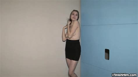 Amateur Femdom Babe Gives Gloryhole BJ After Striptease