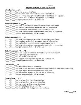 Argumentative Essay Rubric by Teaching Winners | TPT