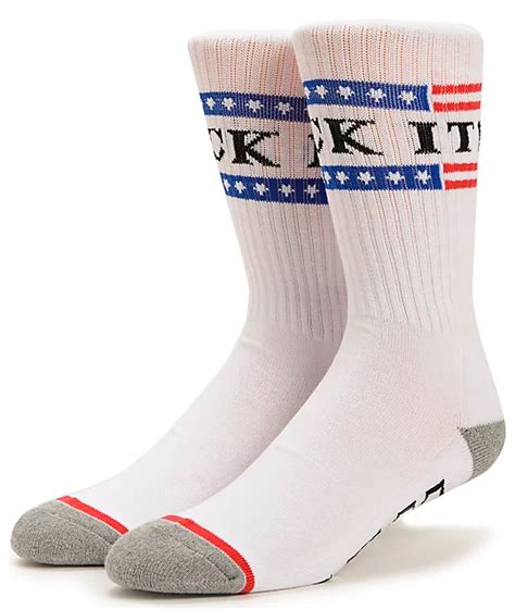 HUF Fuck It White Crew Socks Zumiez