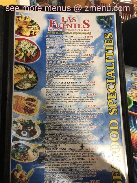 Menu At Las Fuentes Restaurant La Grange
