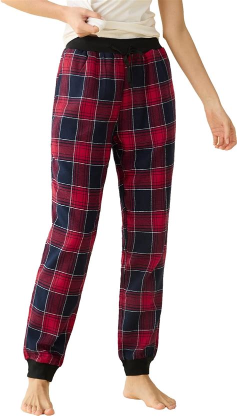 Latuza Womens Cotton Flannel Plaid Pajama Jogger Pants At Amazon Women