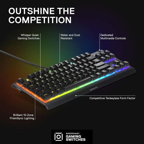 SteelSeries Apex 3 TKL Gaming Keyboard Black - Veli store