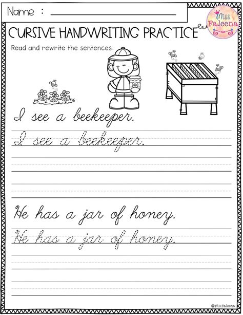 Cursive Sentence Handwriting Worksheets