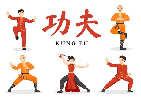 premium vector kung fu illustration  people showing chinese sport