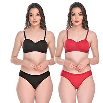 Buy Sgc Sweden Women S Lingerie Set With Full Half Coverage Padded T Shirt Push Up Cotton Bra