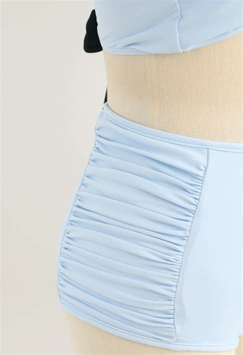 Bikini Set mit tiefem V Ausschnitt und Bowknot Rüschenbesatz Retro Indie and Unique Fashion