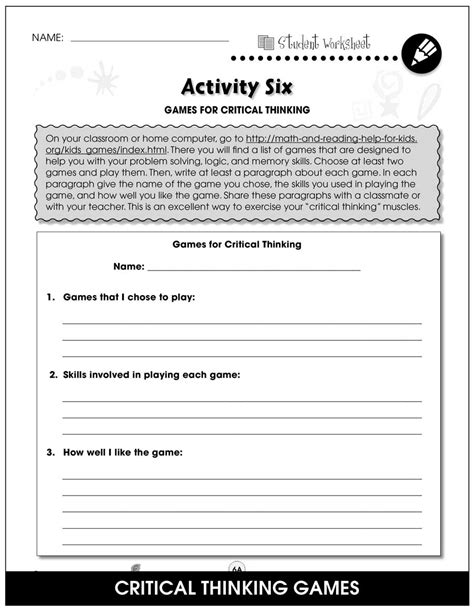 Critical Thinking Worksheet Grades 6 8 Deductive Reasoning