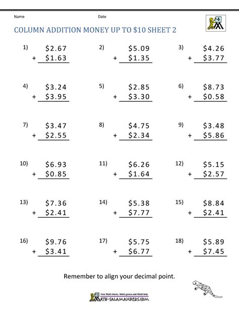 4th Grade Math Printable Worksheet Counting Coins 4th Grade Money