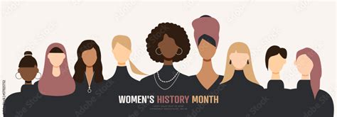 Womens History Month Banner Flat Vector Illustration Stock Vector Adobe Stock