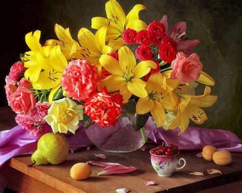 Собирать пазлы онлайн - Лилии и розы | Flower painting, Still life ...