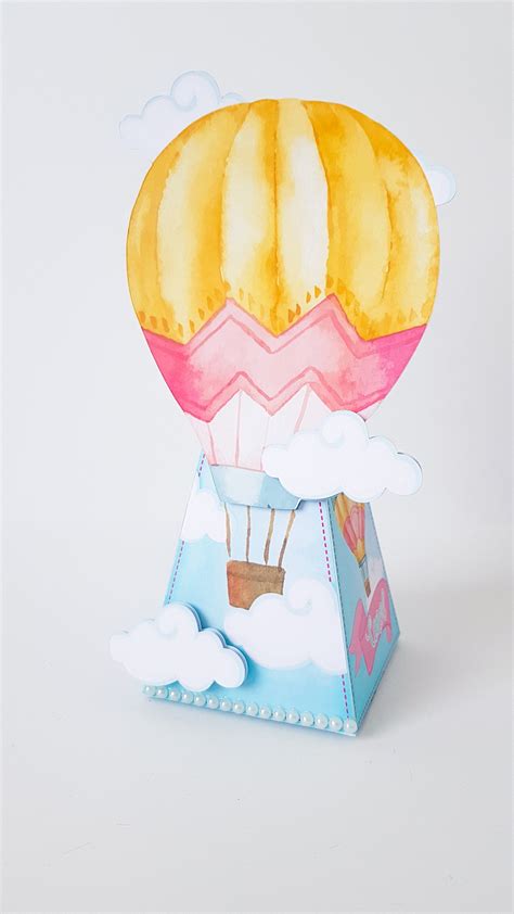 Pink Hot Air Balloon Favor Boxes Personalized Girl Hot Air Etsy