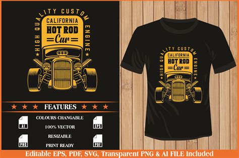 T Shirt Design Hot Rod Car California Graphic By Tarekarts Creative Fabrica