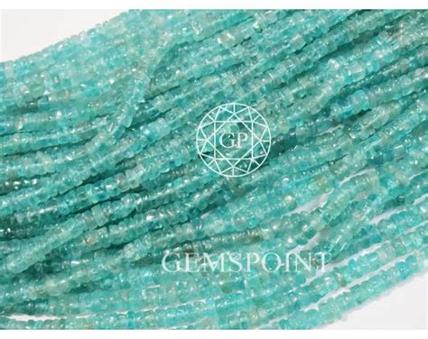 5 Strands Natural Apatite 3 3 5 Mm Faceted Roundels 13 Inch Strand