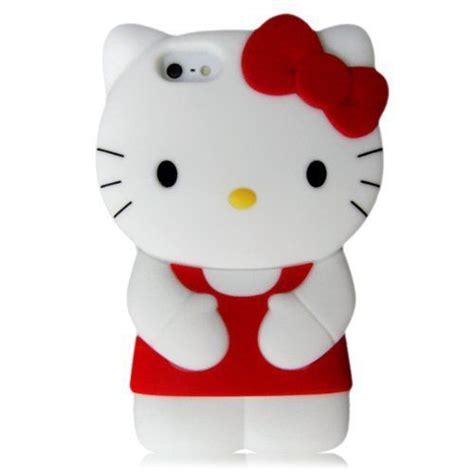 A Hello Kitty Cell Phone Case With A Red Bow On Its Head And Tail