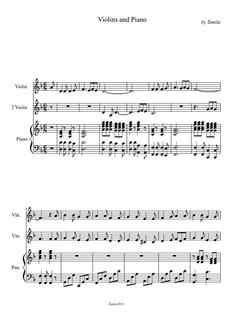 For Violins And Piano Sheet Music For Piano Violin Mixed Trio