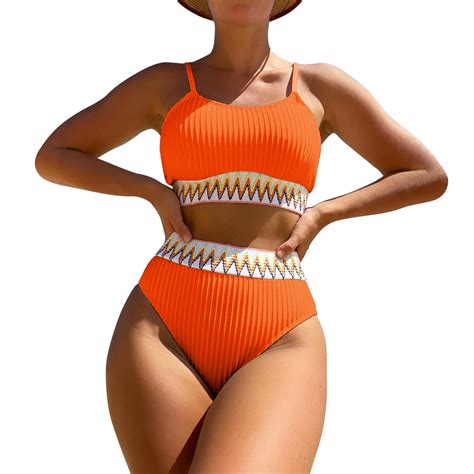 TEVEQ Women S Solid Three Point Split Bikini Summer Beach Bikini Swim Suits For Women