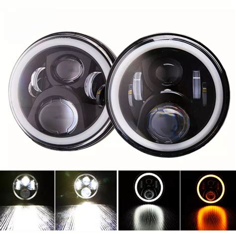 Универсальные светодиодные Led DRL фары 7 дюймов 80 ватт ДХО Ангельские ...