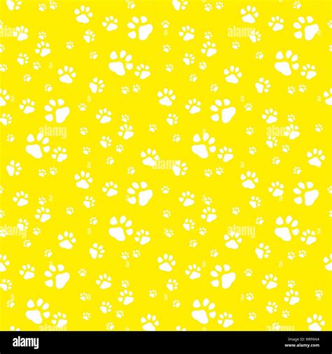 Paw print seamless pattern yellow background.eps 10 Stock Vector Image ...