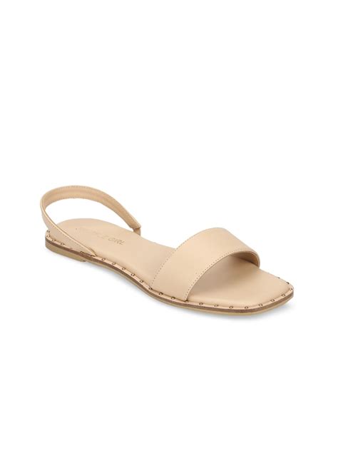 Buy Truffle Collection Women Nude Coloured Solid PU Open Toe Flats Flats For Women 13887760