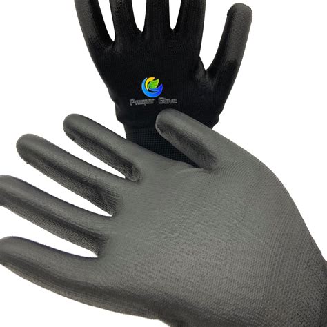 13g Black Polyster Gardening Safety Pu Work Gloves Pu Coating Gloves