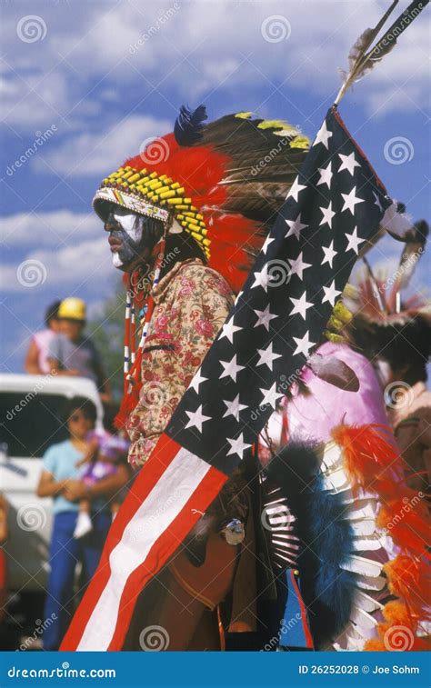 A Native American With An American Flag Editorial Stock Photo - Image ...