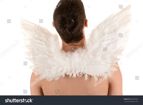 Naked Man White Angel Wings On Stock Photo Edit Now 389972050