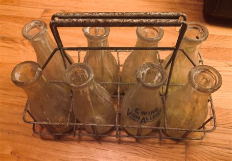 Antique Vintage Dairy Farm Milk Bottles With Metal Milk Bottle Etsy