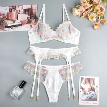 Hot Sexy Girl Midnight Hot Lingerie Underwear White Satin Embroidery Lingerie Sets Buy Sexy