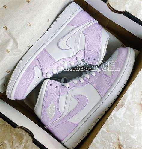 Custom Nike Air Jordan 1 Mid Sneakers Lilac Lavender Purple Etsy