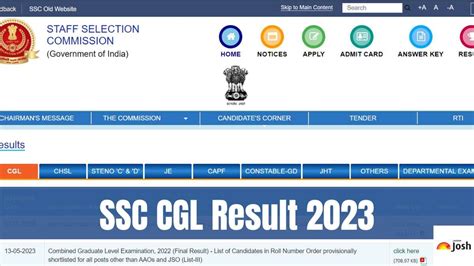 SSC CGL Result 2023 CGL Tier 1 Merit List PDF Release Date Tier 2