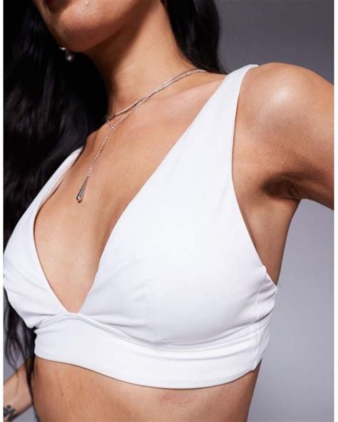 Asos Maya Mix And Match Sleek Plunge Bikini Top In Black Lyst